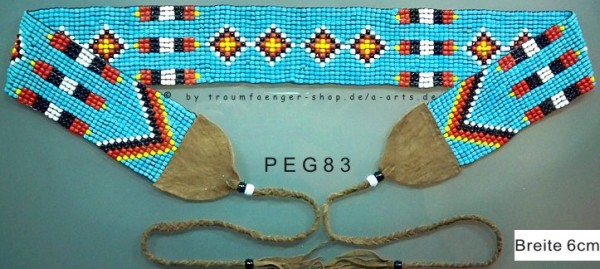 Breiter kräftiger Indianer-Perlengürtel 85x6cm