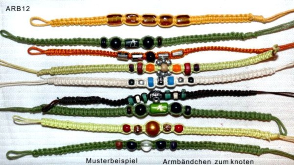 5er-Set Armband zum Knoten, versch. Perlenelemente