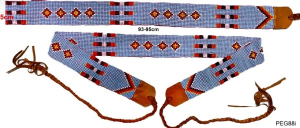 Breiter Perlengürtel 5cm, Lederenden 88-95cm