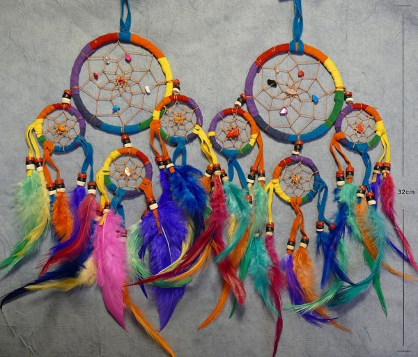 2er- PAck zum Sonderpreis Mehrfarben 3 Ringe-Traumfänger