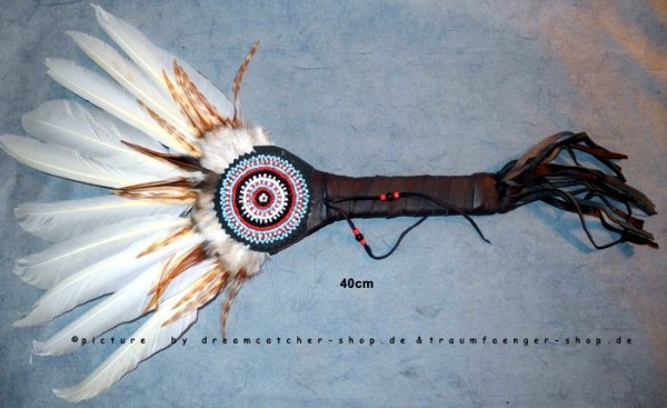 MUSTERBEISPEL - Zeremonie-Schamane-Federfächer 35(40)cm