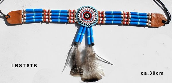 Indianisches Choker-Halsband Türkis, verziert mit Federn