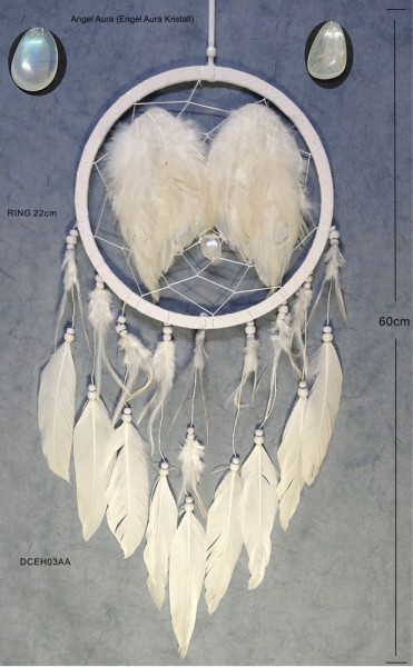 Engel Aura Berg-Kristall Traumfänger mit Engelsflügel 60cm