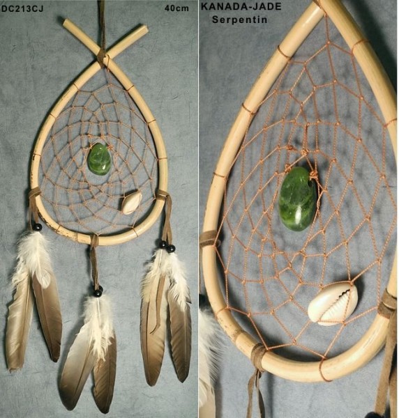 Oval-Holzbogen-Traumfänger mit Kanada-Jade