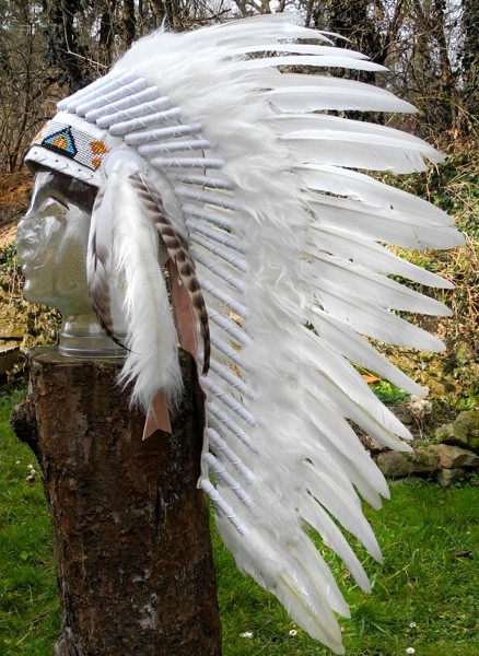 Federhaube White Star halblang Kopfumfang 55-56cm